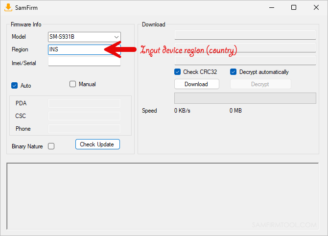 SamFirm Tool Device Region