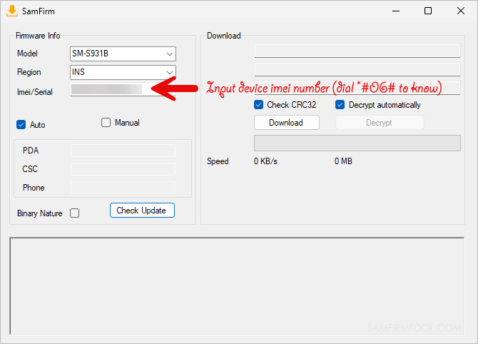 SamFirm Tool IMEI Input